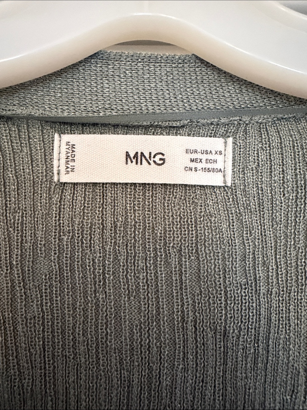 Mango Olive Ribbed V-Neck Button Cardigan - Picture 2 of 2